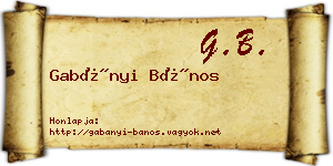 Gabányi Bános névjegykártya